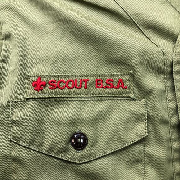 Vintage 70s Boys Scouts of America BSA Uniform Men Small Shirt Green Long Sleeve - Picture 11 of 12